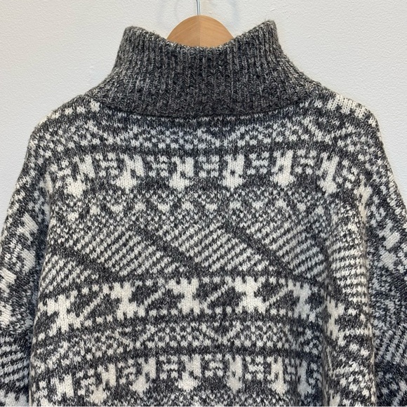 Line Helga Quarter Zip Pullover Sweater Geometric Fair Isle Alpine Gray L NEW - Picture 10 of 14